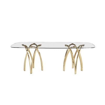 Aubrey 1 + 8 Tempered Glass Dining Set - Clear  / Gold